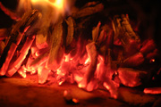 Burning wood